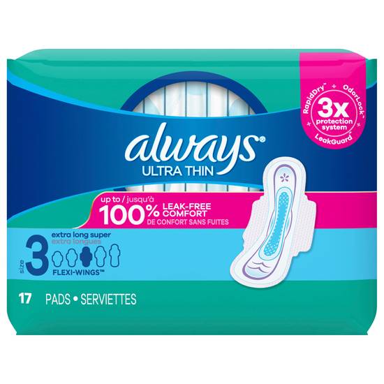 Always Ultra Thin Daytime Unscented Pads Size 3 (17 ct)