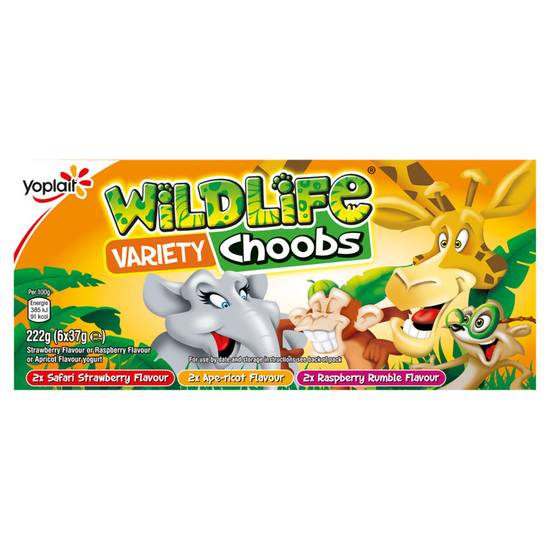 Wildlife Choobs Strawberry, Raspberry and Apricot Flavour Yogurt Tubes 6x37g