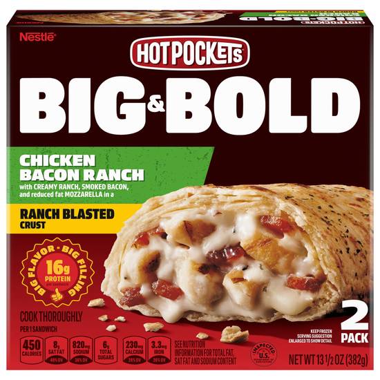 Hot Pockets Big & Bold Ranch Blasted Crust Chicken Bacon Sandwiches (2 ct)
