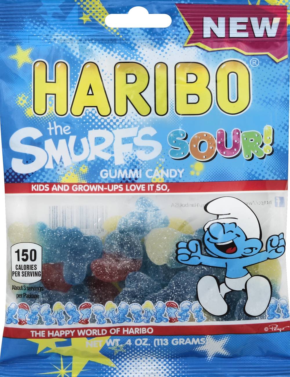 Haribo The Smurfs Sour Gummi Candy (4 oz)