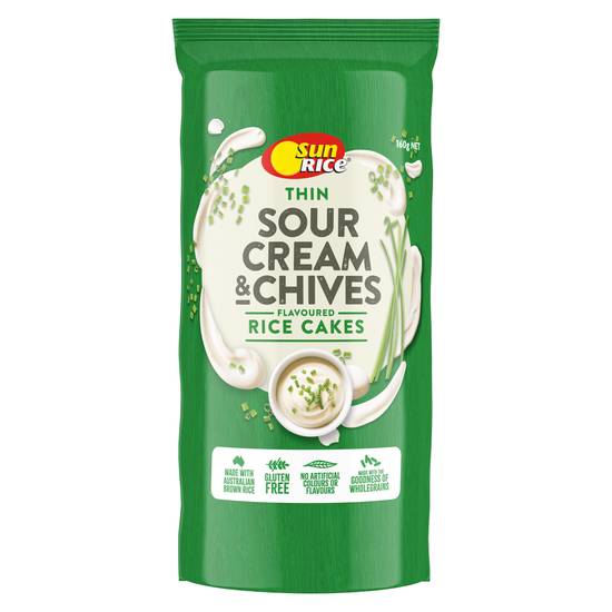 Sunrice Flavoured Rice Cakes Sour Cream & Chives 160g
