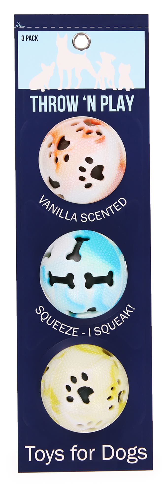 Squeaky Ball Dog Toys 3-Count Blue