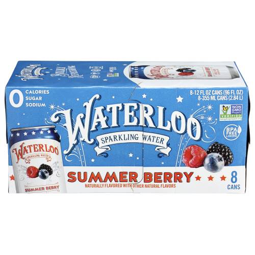 Waterloo Summer Berry Sparkling Water 8 Pack Case
