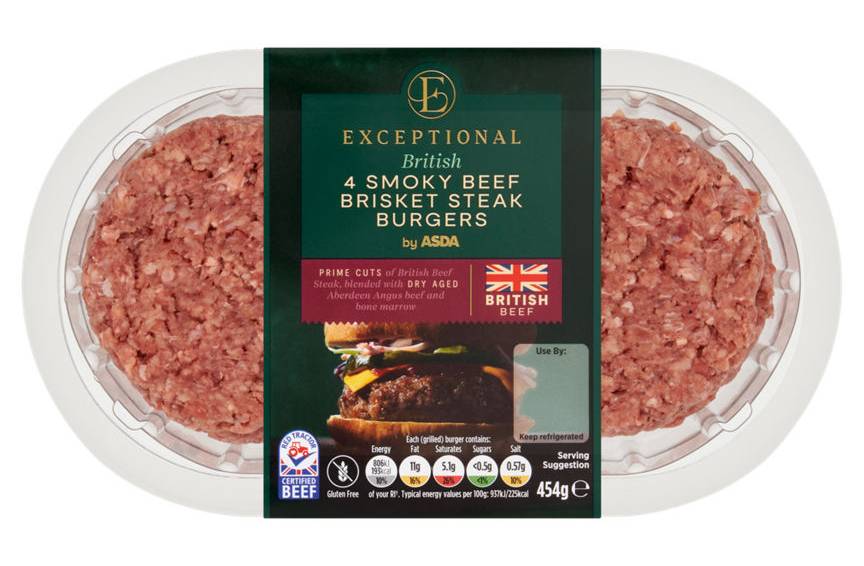 ASDA British Smoky Beef Brisket Steak Burgers (4 pack)
