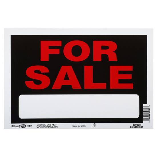 Hillman For Sale Sign Board, 8"X12", White