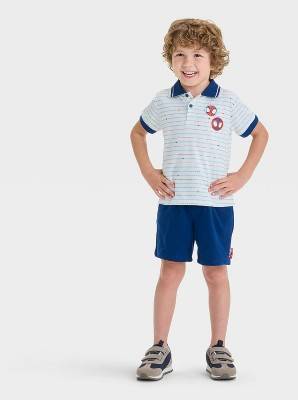 Spider-Man Toddler Boys Spidey & Friends Miles Morales Polo Top & Shorts, 5T, Dark Blue