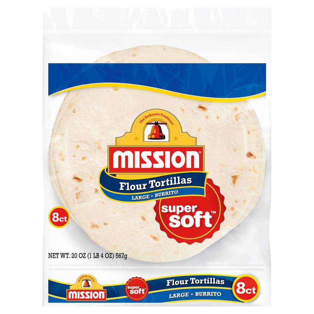 Mission Super Soft Large Burrito Flour Tortillas (20 oz, 8 ct)