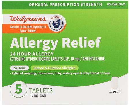 Walgreens Cetirizine Hydrochloride Allergy Relief 10mg Tablets (5 ct)