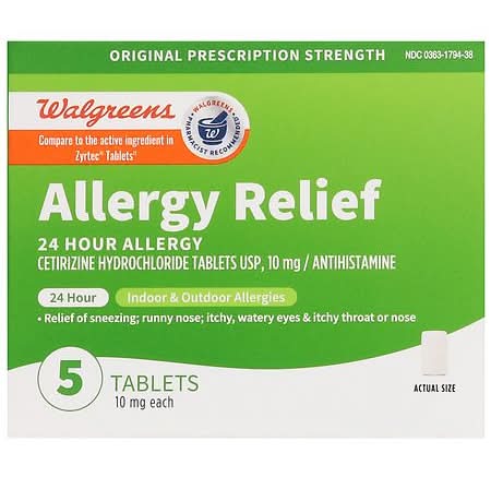 Walgreens Cetirizine Hydrochloride Allergy Relief Tablets 10mg (5 ct)