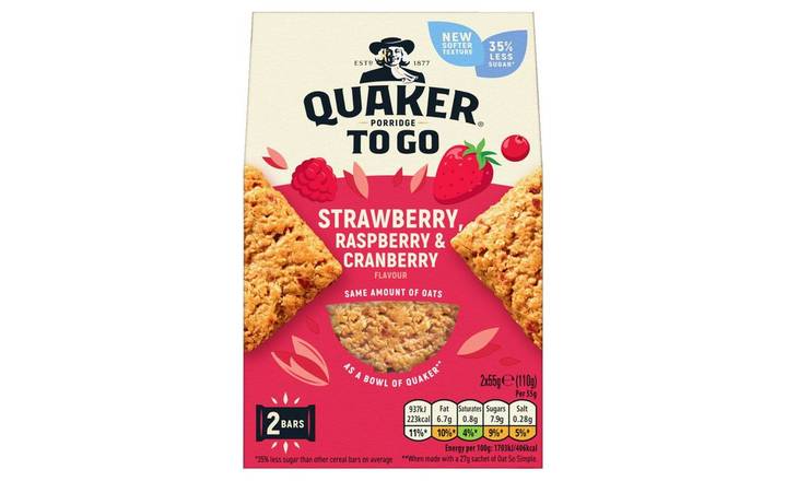 Quaker Porridge To Go Strawberry Raspberry and Cranberry 55g (406082)