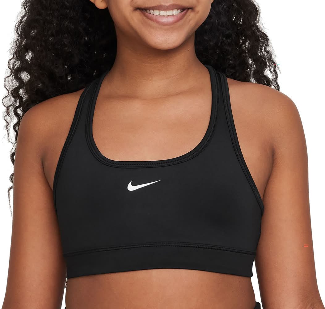 Nike Girls' Pro Dri-FIT Swoosh Sports Bra (Black, M)