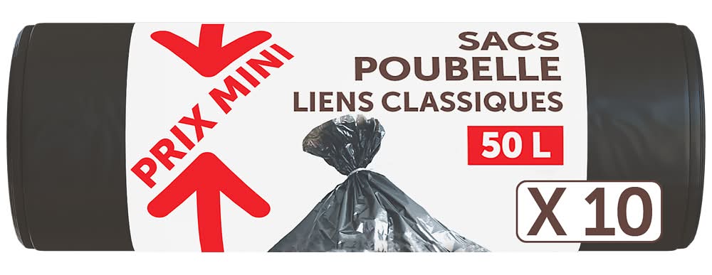Prix Mini - Sacs poubelle liens classiques, 50 L (10)