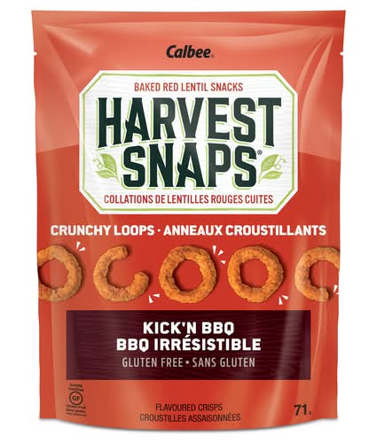 Harvest snaps bbq irrésistible anneaux croustillants - harvest snaps crunchy loops veggie chips, kick'n bbq (71 g)