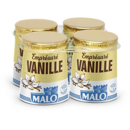 Yaourt emprésuré vanille Malo 4X125G