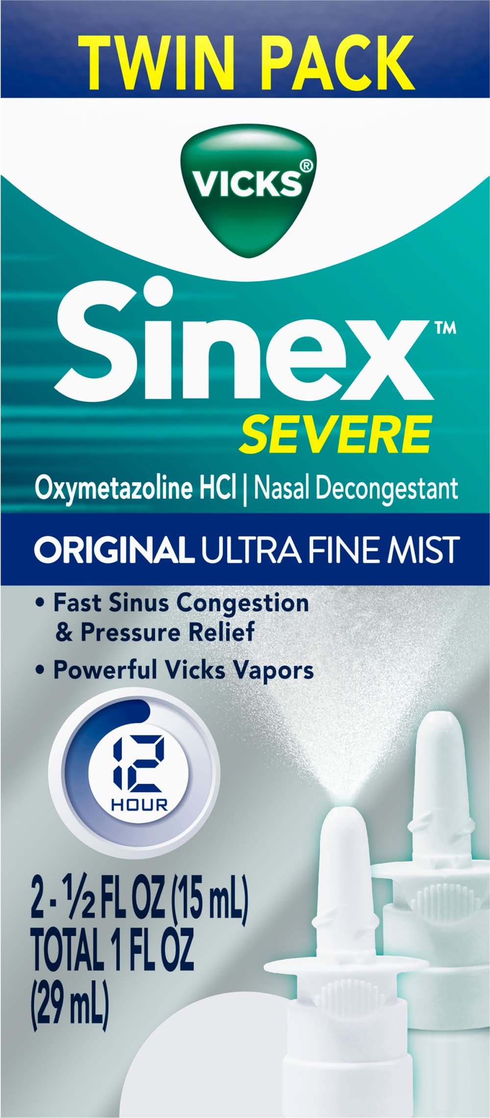 Vicks Sinex Severe Original Ultra Fine Mist Nasal Spray (2 x 0.5 fl oz)