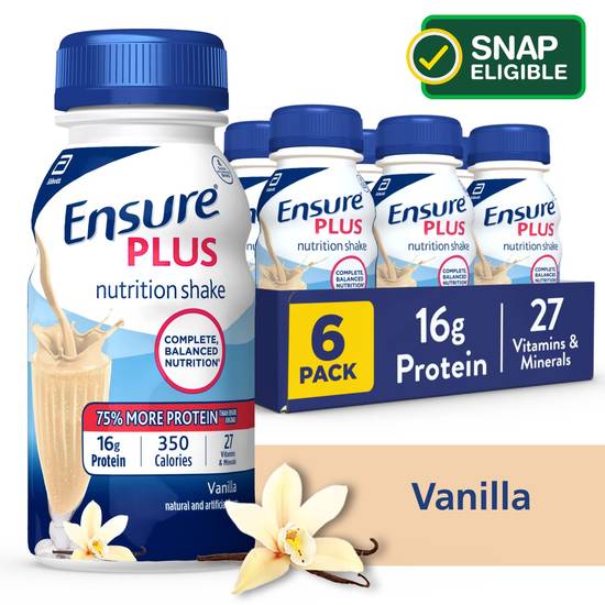 Ensure Plus Nutrition Shake Vanilla Ready-to-Drink 8 fl oz, 6CT
