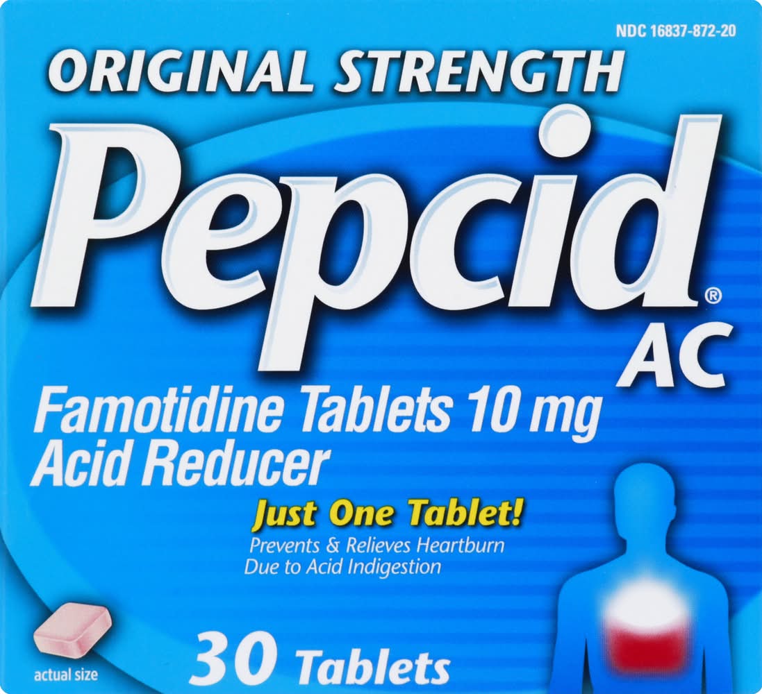 Pepcid Original Strength Acid Reducer Famotidine 10 mg Tablets (30 ct)