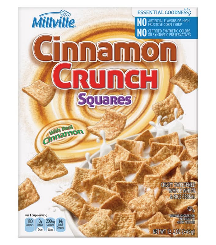 Millville Squares Breakfast Cereal, Cinnamon Crunch (12.2 oz)