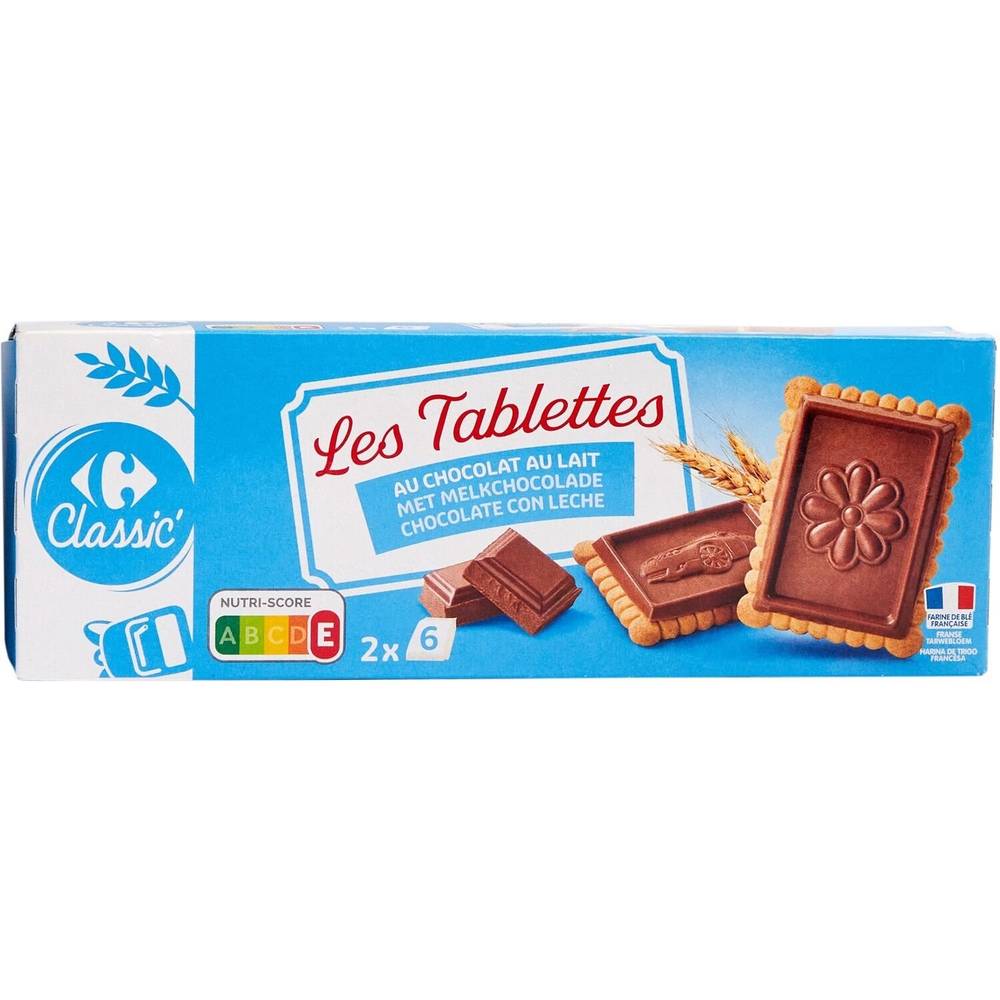 Biscuits tablette chocolat lait CARREFOUR CLASSIC' - le paquet de 150g