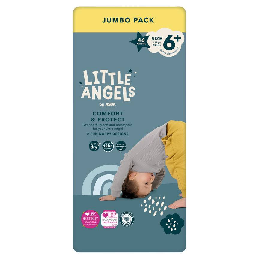 ASDA 6+, Little Angels Comfort & Protect Jumbo pack Nappies (46 pack)