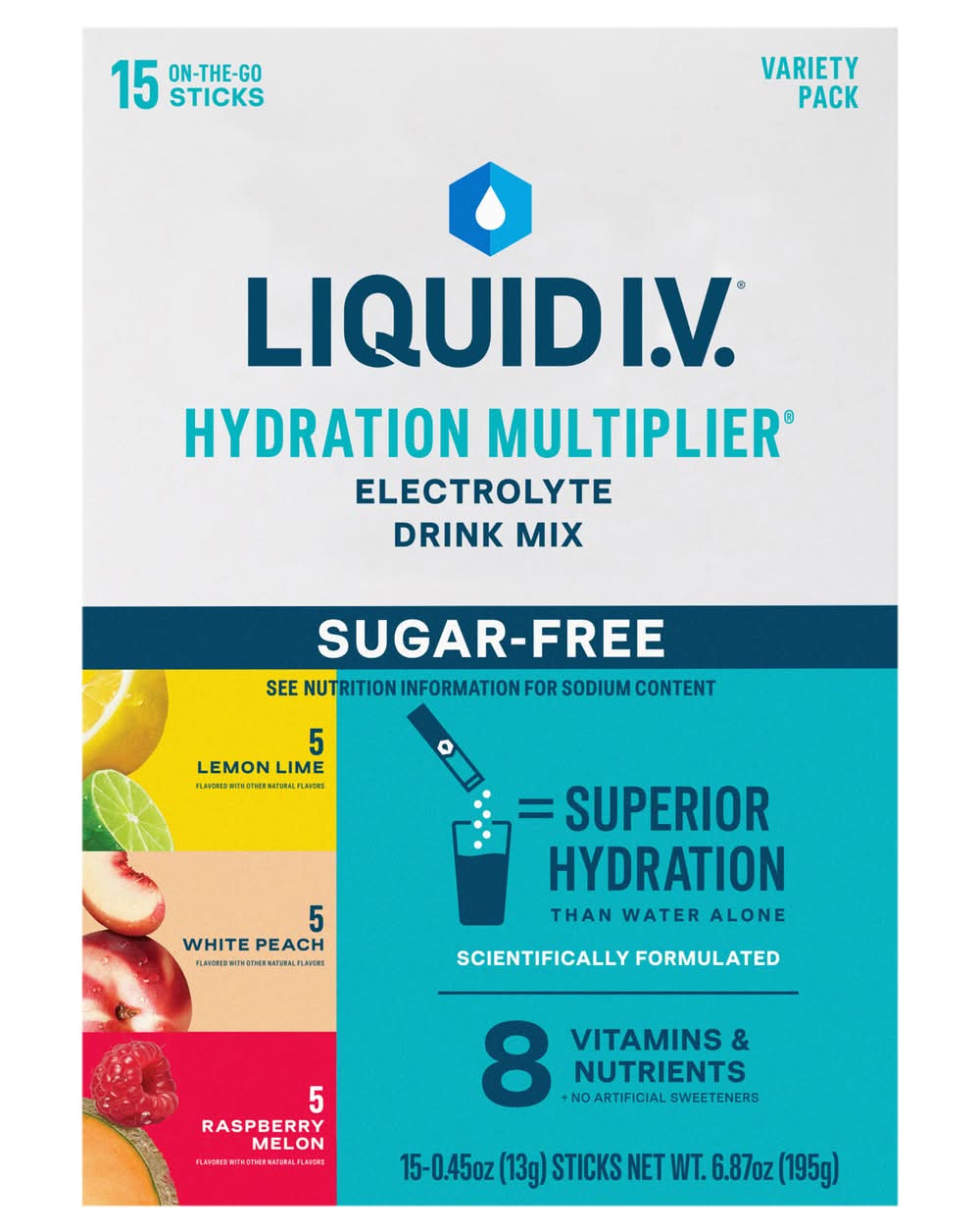 Liquid I.V. Hydration Multiplier Electrolyte Drink Mix Variety pack, Assorted (15 x 0.45 oz)