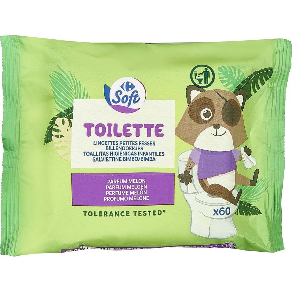 Carrefour Soft - Lingettes petites fesses (60)