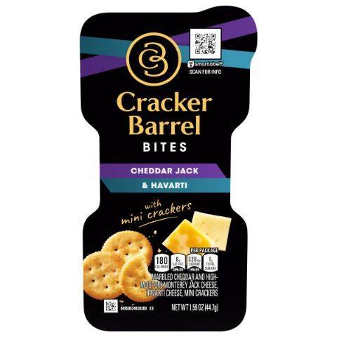 Cracker Barrel Bites Cheddar Jack, Havarti Cheese with Crackers 1.58oz