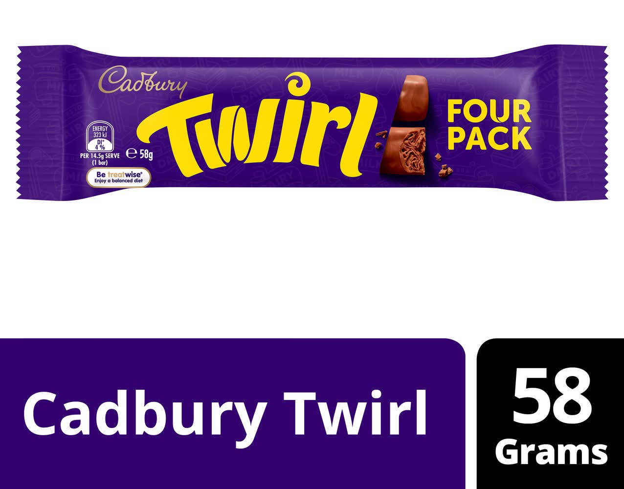 Cadbury Twirl Chocolate Bar Four pack (58g)