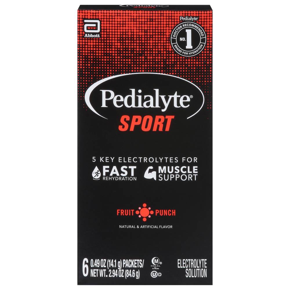 Pedialyte Sport Electrolyte Solution, Fruit Punch (2.94 oz, 6 ct)