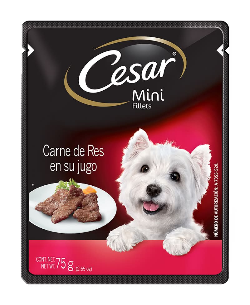 Cesar · Alimento húmedo de mini filetes para perros, carnes de res en su jugo (75 g)