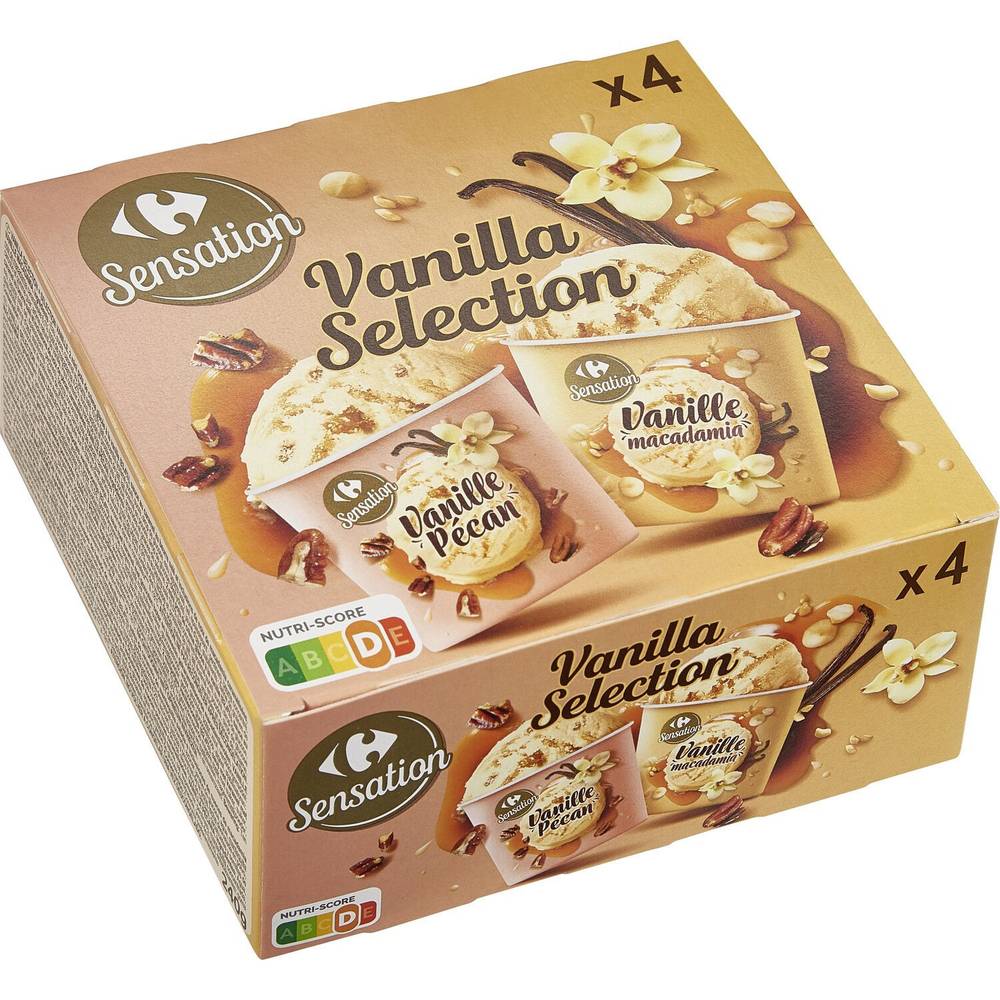 Carrefour Sensation - Glaces vanille macadamia/vanille pécan (4 pièces)