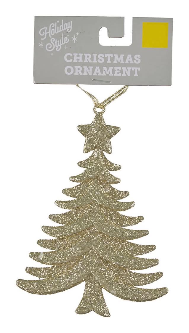 Holiday Style Glitter Christmas Tree Shaped Ornament, Gold