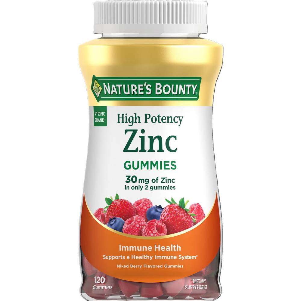 Nature's Bounty High Potency Zinc Wildberry Gummies, 120 CT