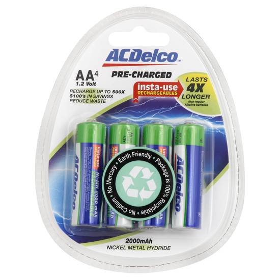 Acdelco Powermax 4aa Insta Use Rechargeable Batteries (4 ct)