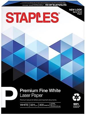 Staples 30% Recycled 8.5 x 11 Multipurpose Paper, 32 lbs., 100 Brightness, 300/Pack (358C-WH-STP)