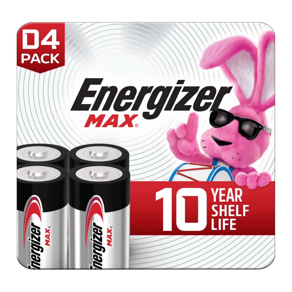 Energizer Max D Alkaline Batteries (4 ct)