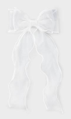 Girls' Ruffled Organza Bow Hair Clips - art class™ White: Fashion Accessory for All Hair Types, Polyester Material