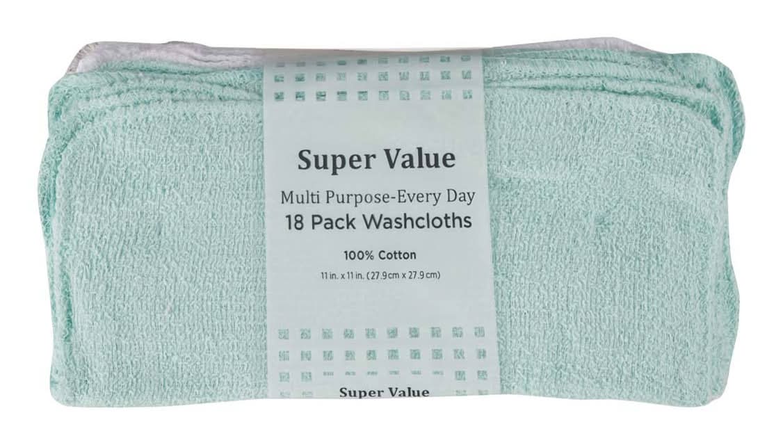 Super Value Multi-Purpose Every Day Washcloths, 11x11 in, Assorted (18 ct)