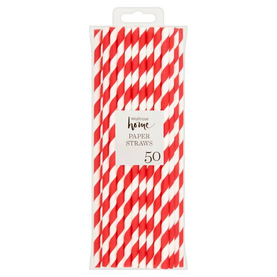 Waitrose Home Red & White Stripe Paper Straws (50 ct)