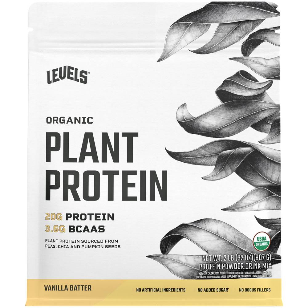 Levels Organic Plant Protein Powder Drink Mix, Vanilla Batter (2 lbs)