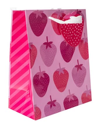 Printed Gift Bags Pink Strawberries