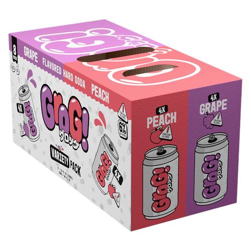 Grog! Hard Soda Variety pack, Grape-Peach (8 x 12 fl oz)