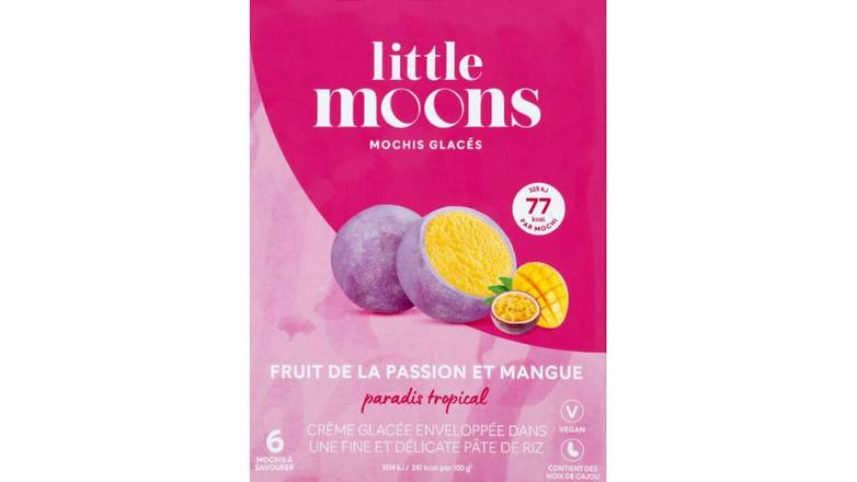Little Moons Mochis fondants a la creme glacee, parfum fruit de la passion et mangue Le paquet de 6, 192g