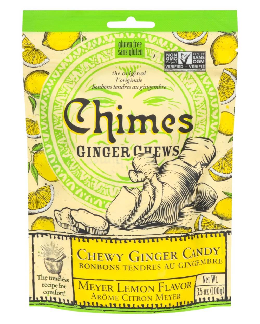 Chimes Meyer Lemon Ginger Chews Soft Candy (100 g)