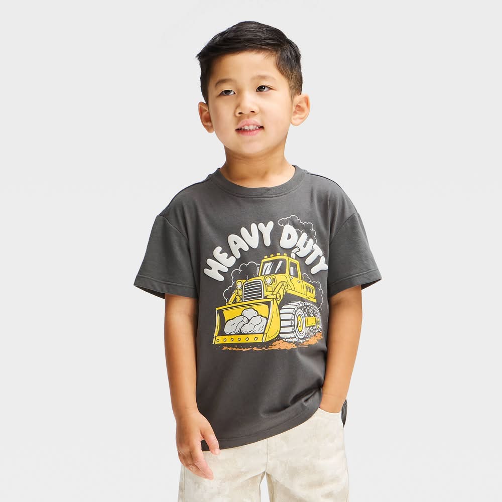 Toddler Boys' Scavenger Hunt Heavy Duty Oversized T-Shirt - Gray 5T