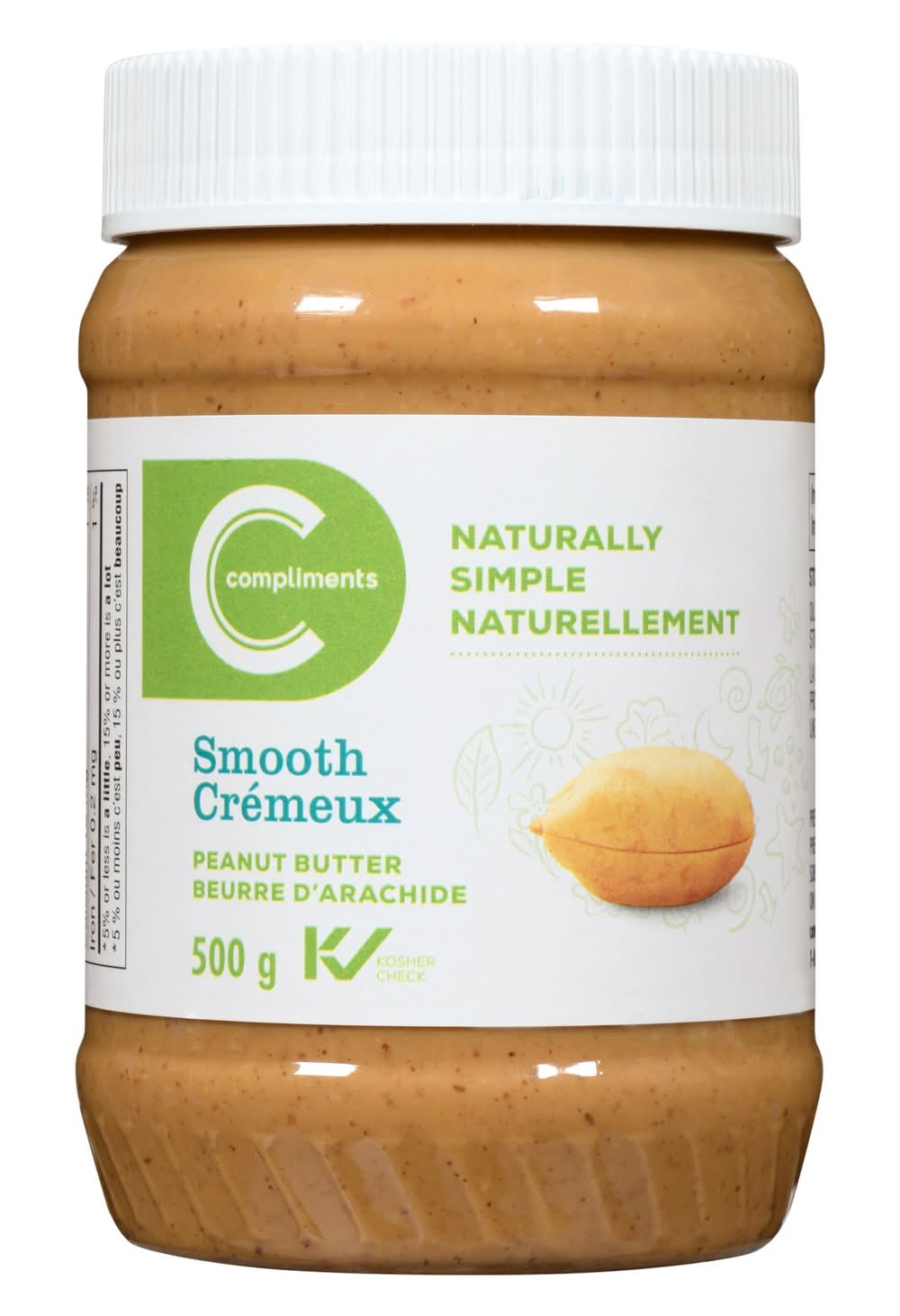 Compliments beurre d'arachide crémeux naturel à 100% (500 g) - naturally simple 100% natural smooth peanut butter (500 g)