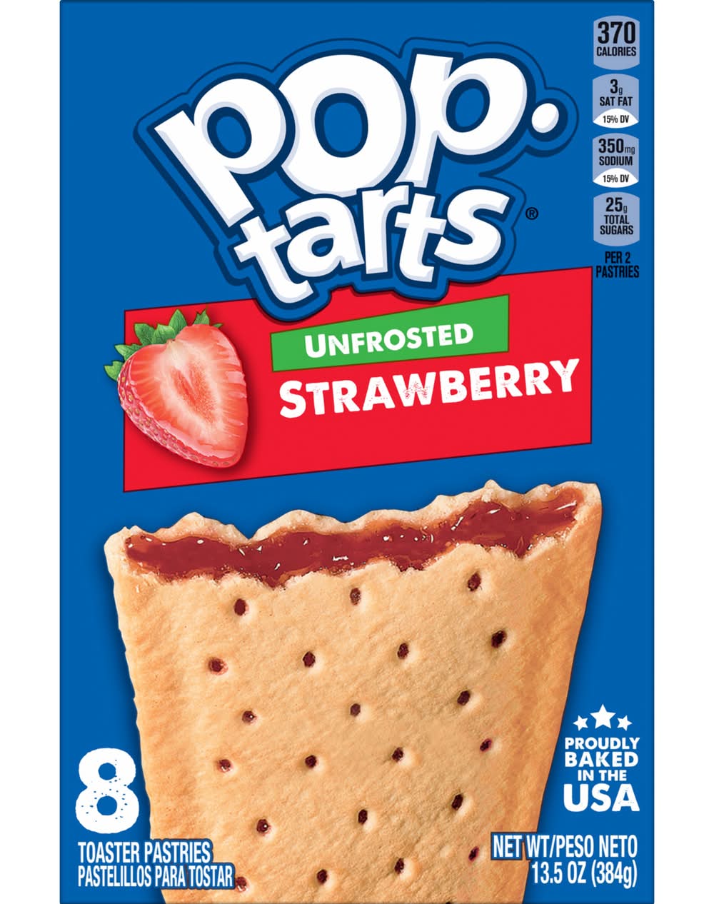 Pop-Tarts Unfrosted Toaster Pastries, Strawberry (13.5 oz, 8 ct)
