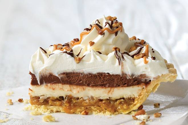 Caramel Pecan Silk Supreme Pie Slice