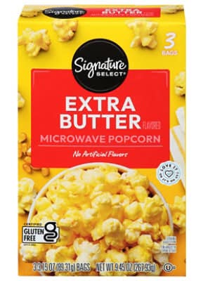 Signature Select Microwave Popcorn, Extra Butter (3 x 3.15 oz)