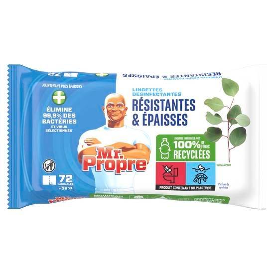 Mr propre disinfectant multi-purpose wipes resistant and thick eucalyptus scent